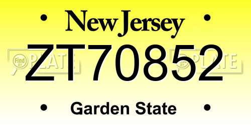 ZT70852 New Jersey License Plate