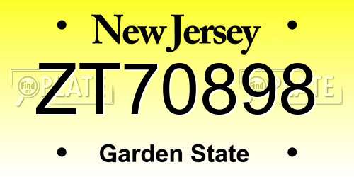 ZT70898 New Jersey License Plate