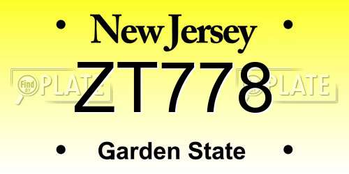 ZT778 New Jersey License Plate