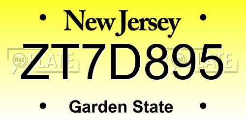 ZT7D895 New Jersey License Plate