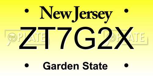 ZT7G2X New Jersey License Plate
