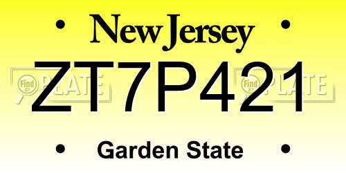 ZT7P421 New Jersey License Plate