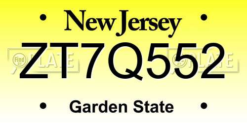 ZT7Q552 New Jersey License Plate