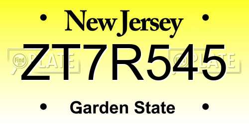 ZT7R545 New Jersey License Plate