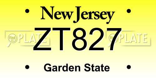 ZT827 New Jersey License Plate