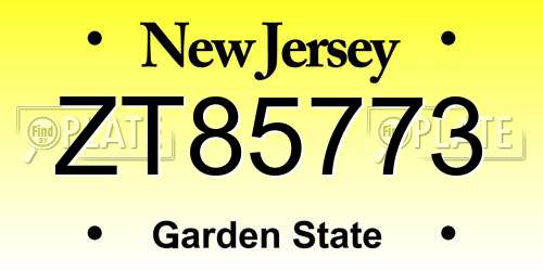 ZT85773 New Jersey License Plate