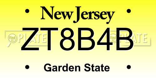 ZT8B4B New Jersey License Plate