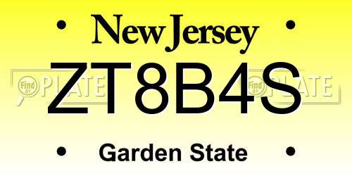 ZT8B4S New Jersey License Plate