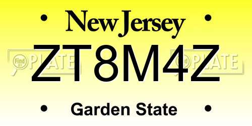 ZT8M4Z New Jersey License Plate