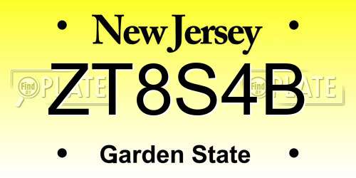 ZT8S4B New Jersey License Plate