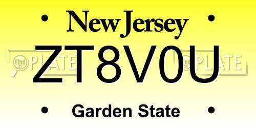ZT8V0U New Jersey License Plate