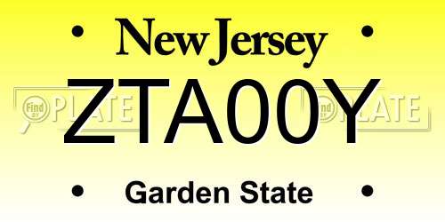 ZTA00Y New Jersey License Plate