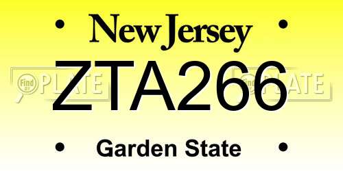 ZTA266 New Jersey License Plate