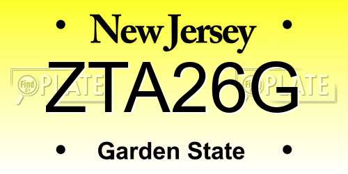 ZTA26G New Jersey License Plate