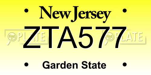 ZTA577 New Jersey License Plate