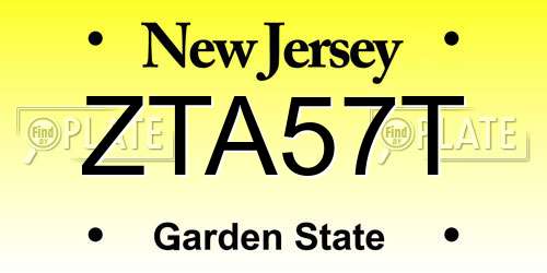 ZTA57T New Jersey License Plate