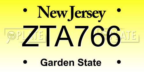 ZTA766 New Jersey License Plate