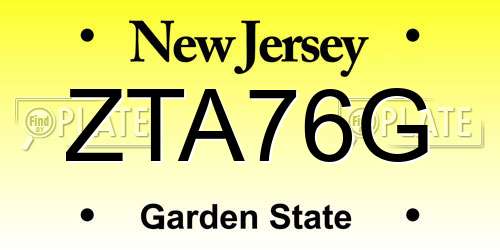 ZTA76G New Jersey License Plate