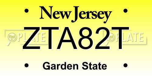 ZTA82T New Jersey License Plate