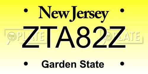 ZTA82Z New Jersey License Plate