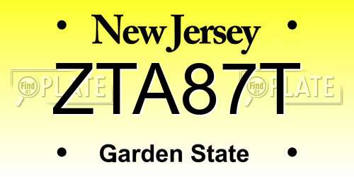 ZTA87T New Jersey License Plate