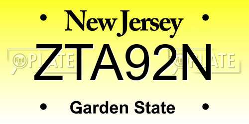 ZTA92N New Jersey License Plate