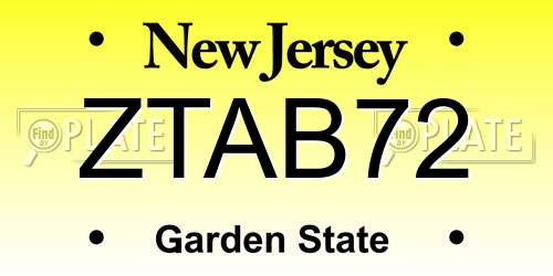 ZTAB72 New Jersey License Plate