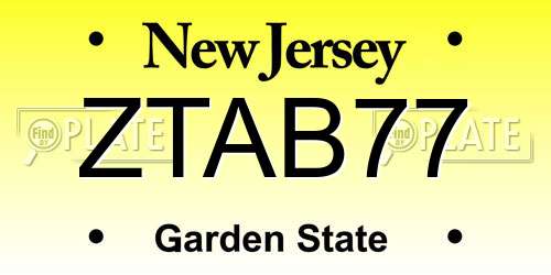 ZTAB77 New Jersey License Plate