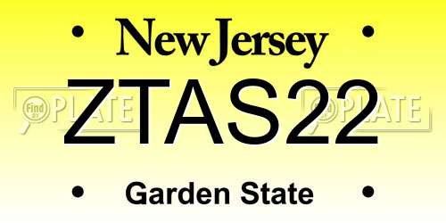 ZTAS22 New Jersey License Plate