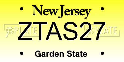 ZTAS27 New Jersey License Plate