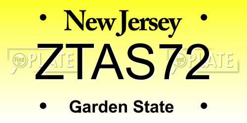 ZTAS72 New Jersey License Plate