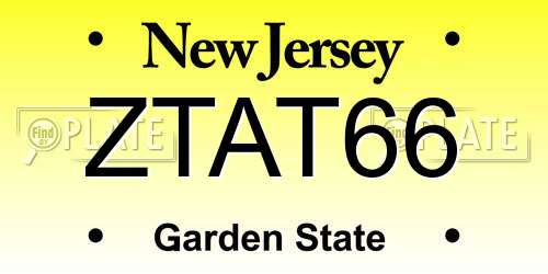 ZTAT66 New Jersey License Plate