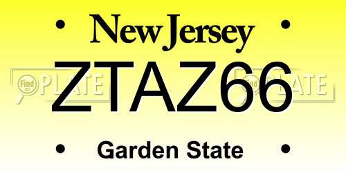 ZTAZ66 New Jersey License Plate