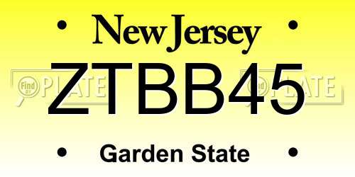 ZTBB45 New Jersey License Plate