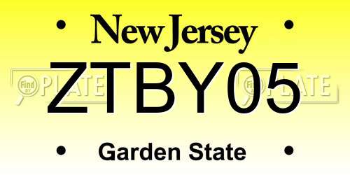 ZTBY05 New Jersey License Plate