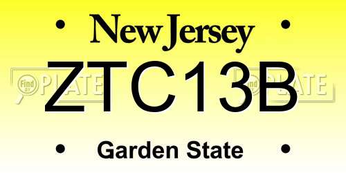 ZTC13B New Jersey License Plate