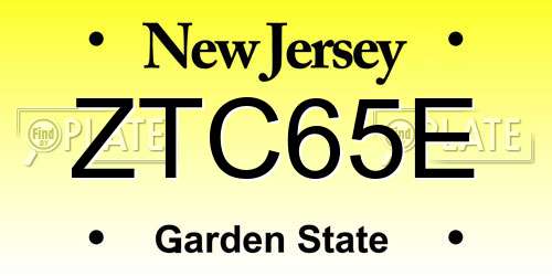 ZTC65E New Jersey License Plate
