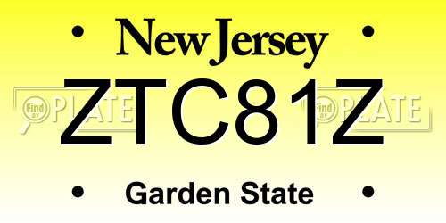 ZTC81Z New Jersey License Plate