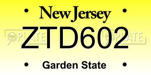 ZTD602 New Jersey License Plate