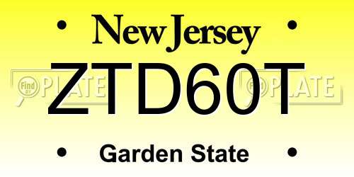 ZTD60T New Jersey License Plate