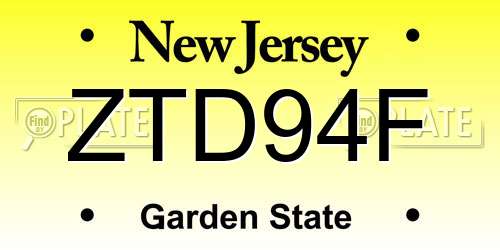 ZTD94F New Jersey License Plate