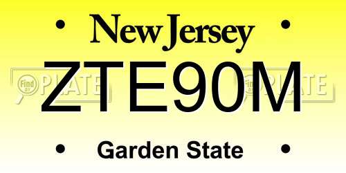 ZTE90M New Jersey License Plate