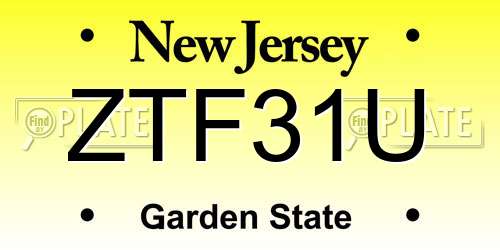 ZTF31U New Jersey License Plate