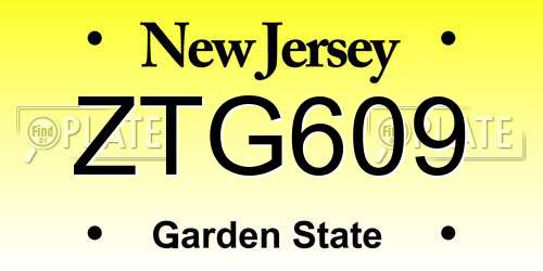 ZTG609 New Jersey License Plate