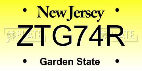 ZTG74R New Jersey License Plate