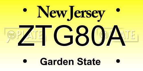 ZTG80A New Jersey License Plate