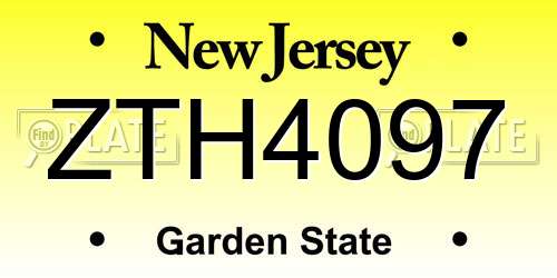 ZTH4097 New Jersey License Plate