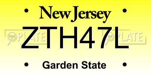 ZTH47L New Jersey License Plate