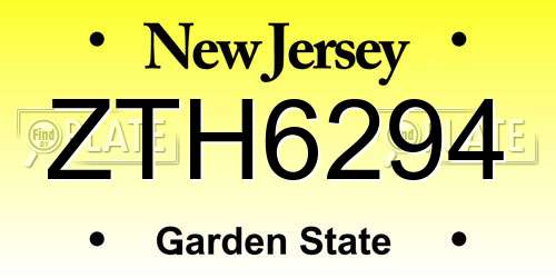 ZTH6294 New Jersey License Plate