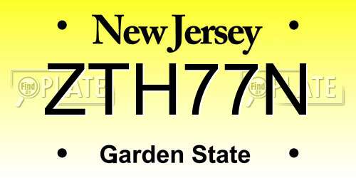 ZTH77N New Jersey License Plate